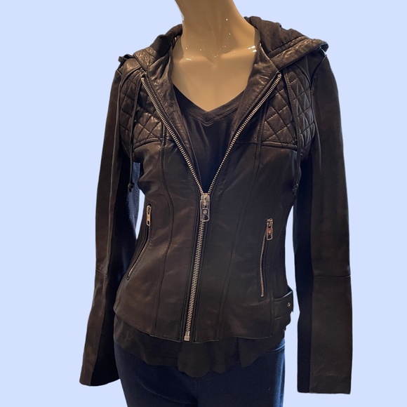 MICHAEL Michael Kors Black Leather Moto Jacket XS - Picture 1 of 6